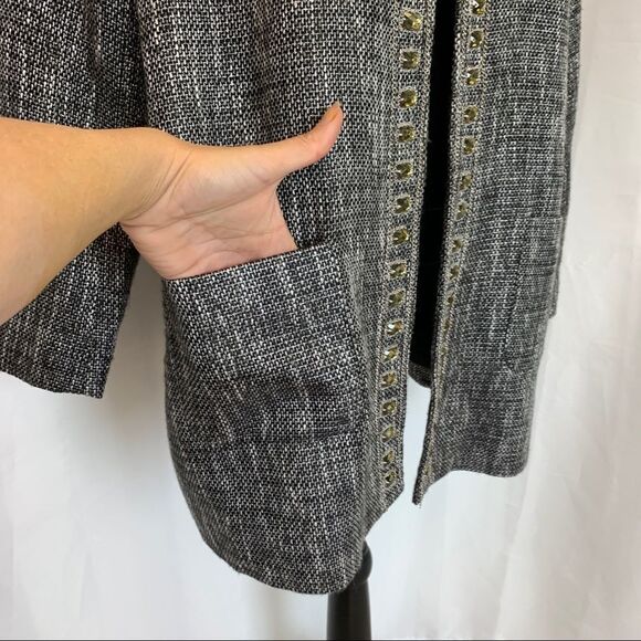 Chicos Jeweled Neckline Tweed Blazer Jacket Pockets Tunic Length Sz 16🇨🇦 - Picture 6 of 12